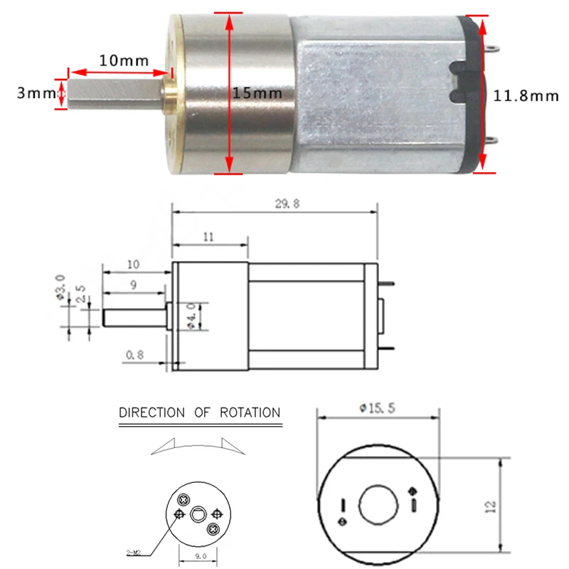 JGA16-030 Gear Motor DC Electric 6V Reducer Speed 33/50/80/120/230/340rpm PWM Controller Forward Reverse DIY Smart Lock Engine