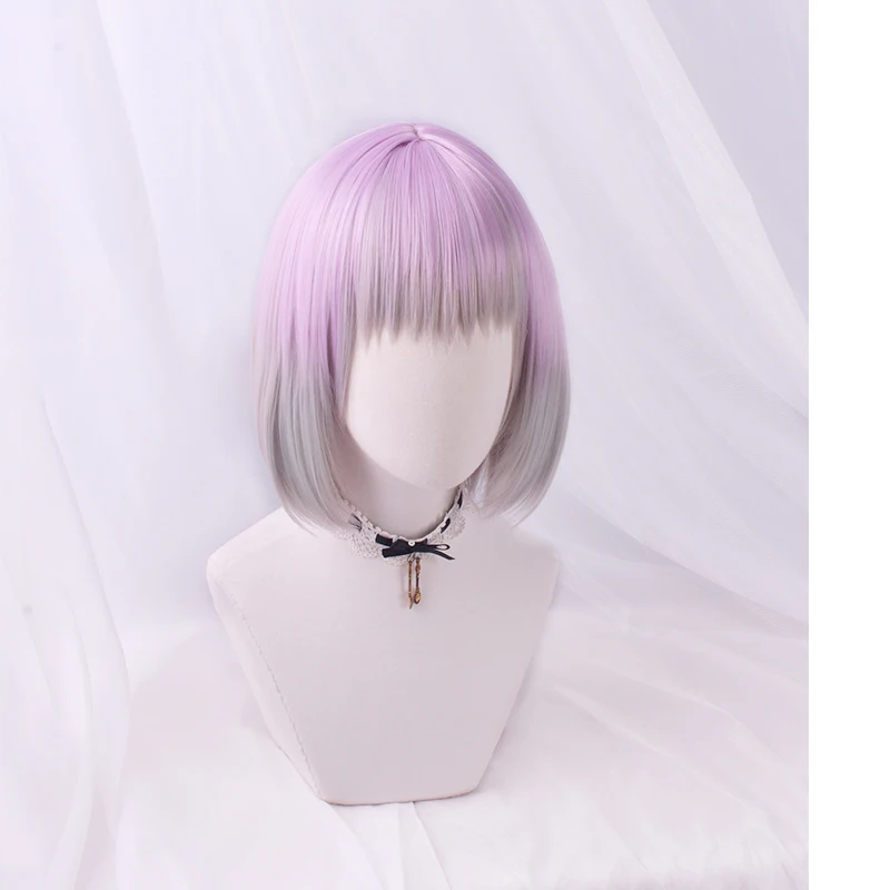 Anime SSSS.GRIDMAN Women Shinjo Akane Cosplay WIG Comic Con Girl Shama Gradient Pink Hair Wig + Free Wig Cap