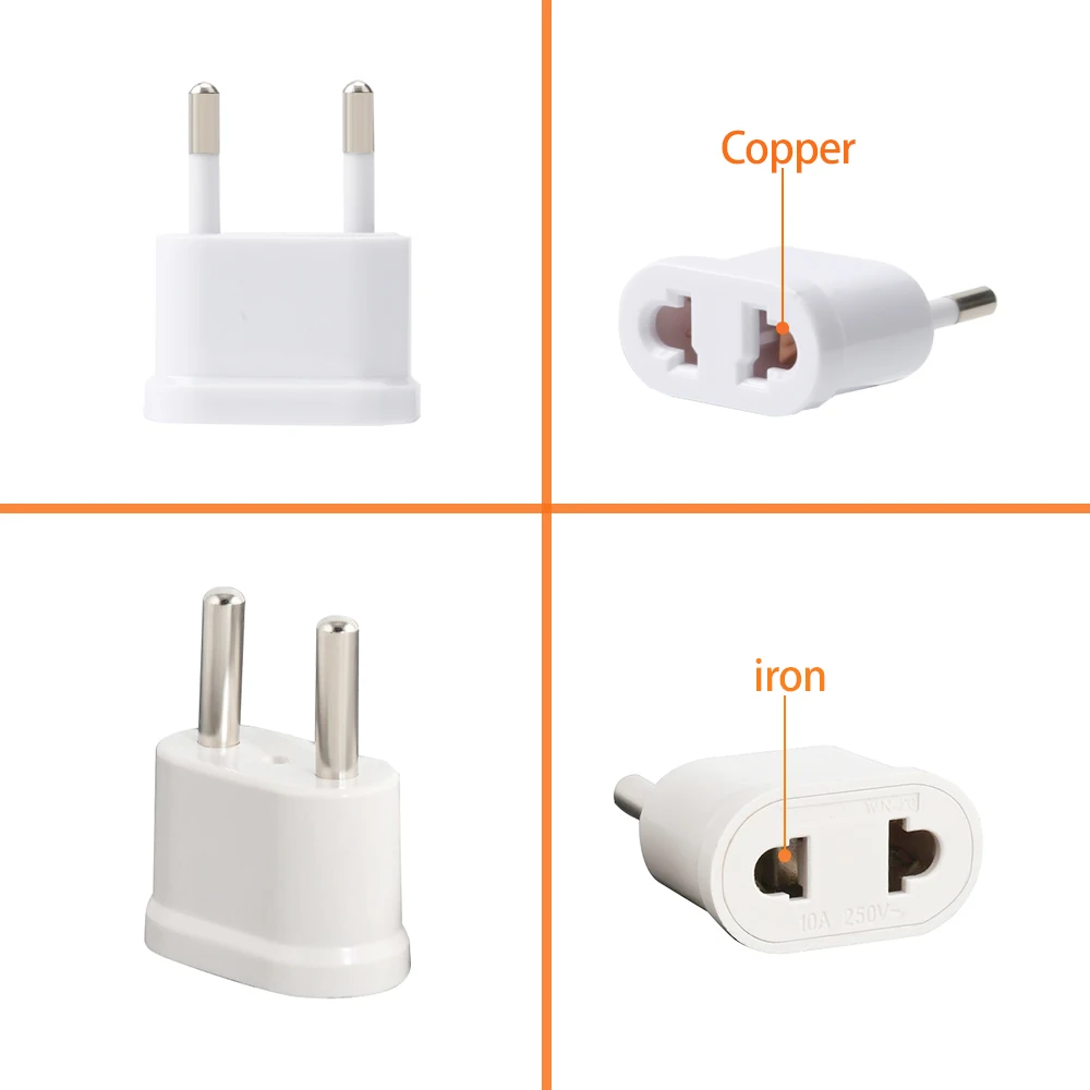 5 pc US to EU Europe Plug Power Adapter White Travel Power Plug Adapter Converter Wall Charger plug
