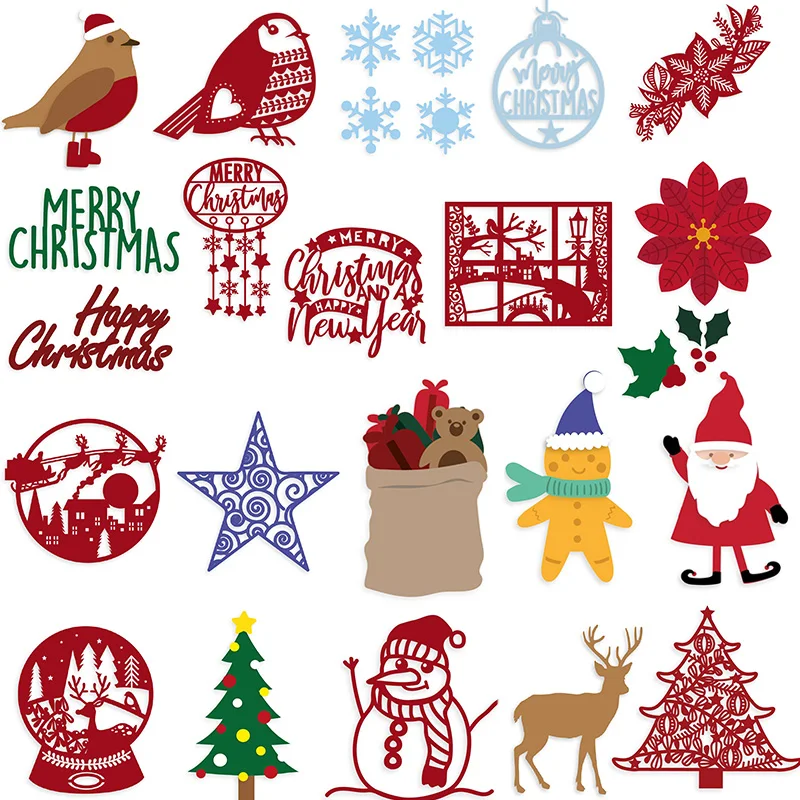 

Xmas Santa Christmas Tree Bird Snowman Metal Cutting Dies Stencils For DIY Scrapbooking Decor Embossing Handcraft Die Cut 2019