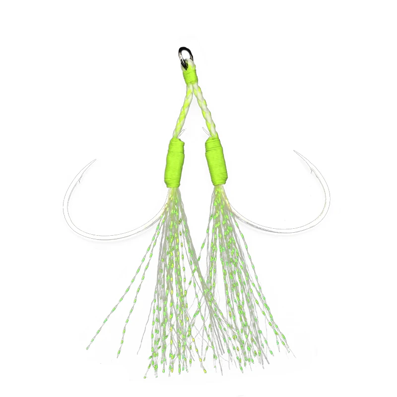 FUNADAIKO Wear-Resistant Hooks Wire Fixing Fishing Twins Double Assist Hook 1/0 2/0 3/0 5/0  Sea Fishing Hook Luminous Fishhook