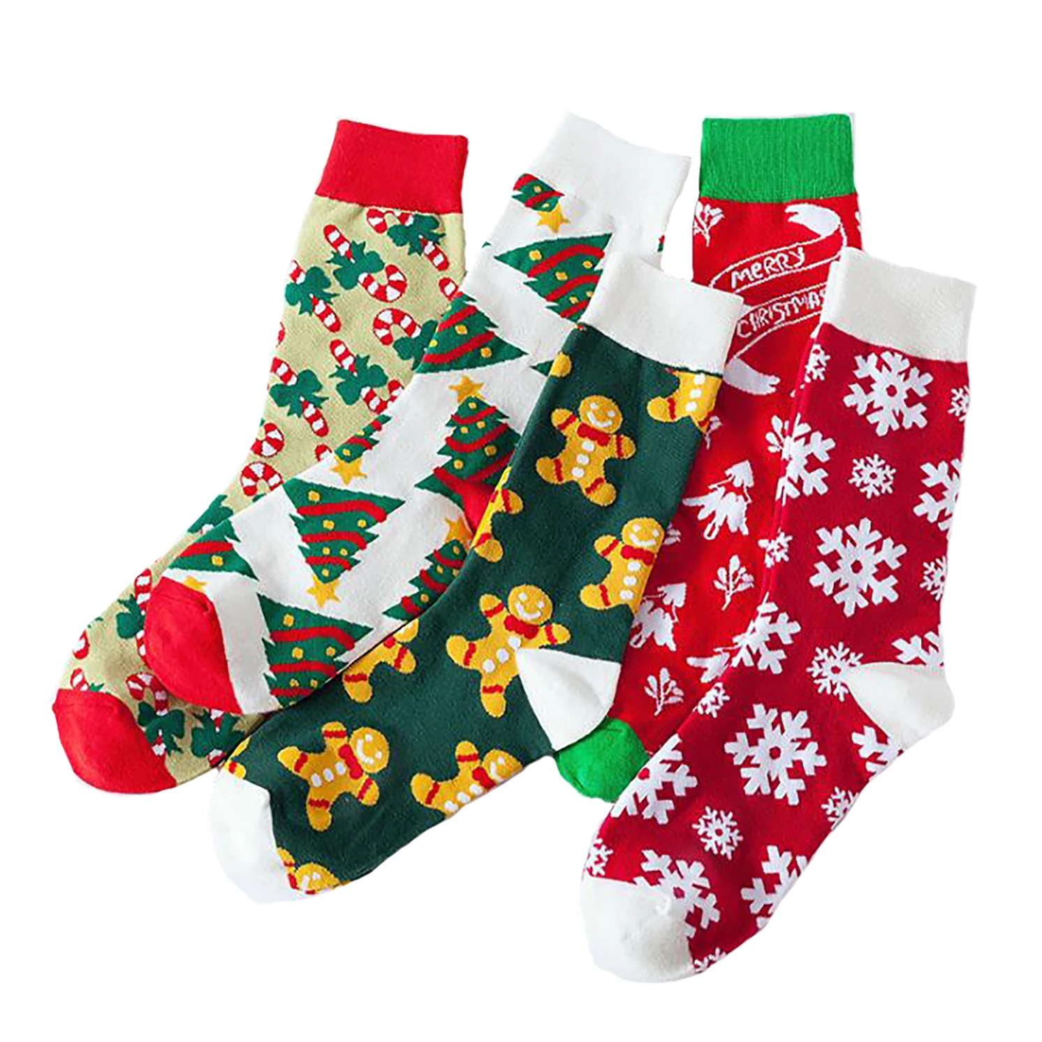 Christmas Socks Cotton Winter Cute Deer Santa Claus Snowman Cartoon Printing Cristmas Decoration Middle Tube Socks Xmas Gifts