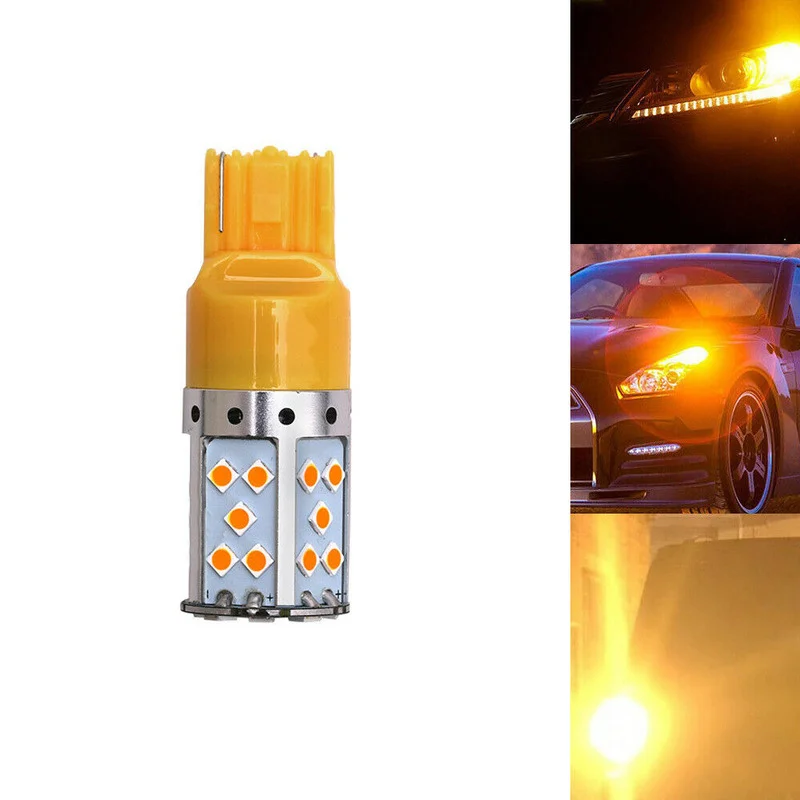 1pcs T20 7440 Amber Yellow Light LED Bulb 3030 35SMD Error Free Turn 360 Degree Signal Stop Light 35W Universal for Brake Lights