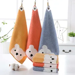 Baby newborn towel child face towel cute cartoon bear pattern hanging hand towel soft cotton towel children's bathroom products