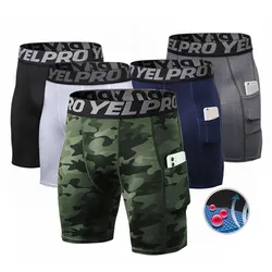 Pantalones cortos deportivos para hombre, Shorts de compresión con bolsillo, para baloncesto, correr, gimnasio, ciclismo, entrenamiento, Fitness, verano, 2021