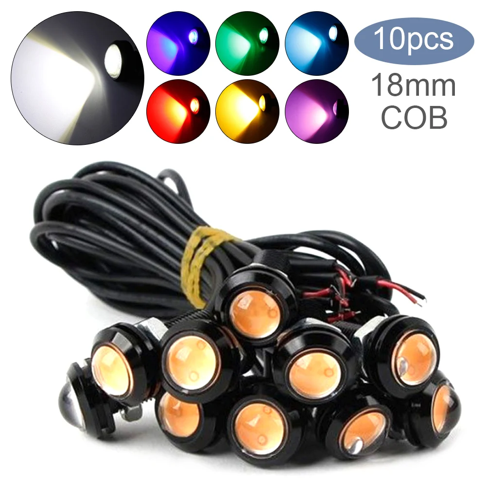 

10pcs 18mm Car DRL Led Daytime Running Lights LED Backup Reversing Parking Signal Automobiles Lamps