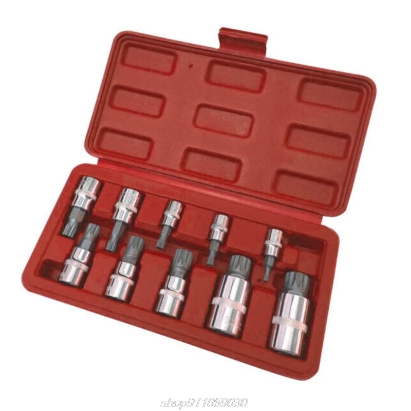 

10 Pcs XZN 12 Point Triple Square Spline Bit Socket Set Tamper Proof with Case Automotive Tool KitN30 20 Dropshipping