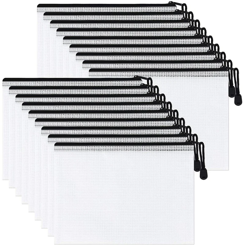 NEW-18 Pack A5 Mesh Zipper Pouch, borse per File con cerniera, borse per giochi da tavolo per forniture per ufficio scolastico e viaggi