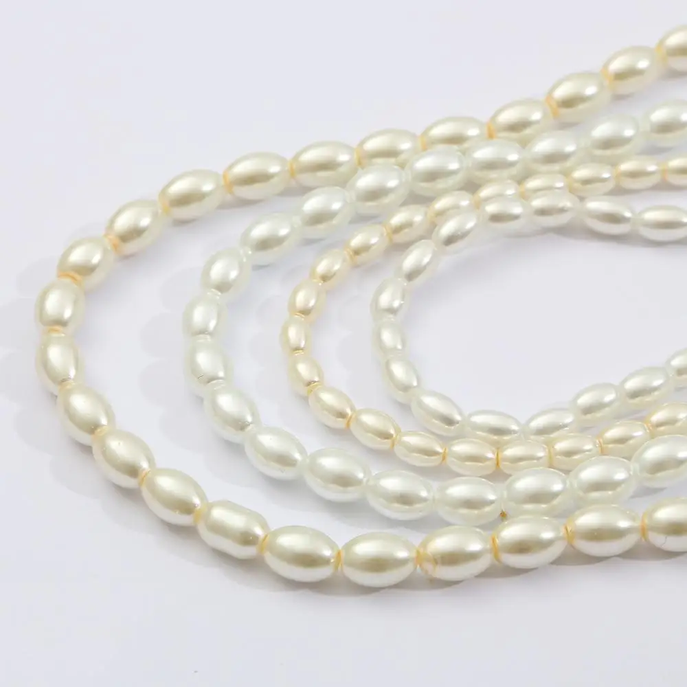 90-120pcs/lot Multiple Size Beige White Oval Shape Glass Pearl Charms Beads for DIY Necklace Earring Bracelet Jewelry Making