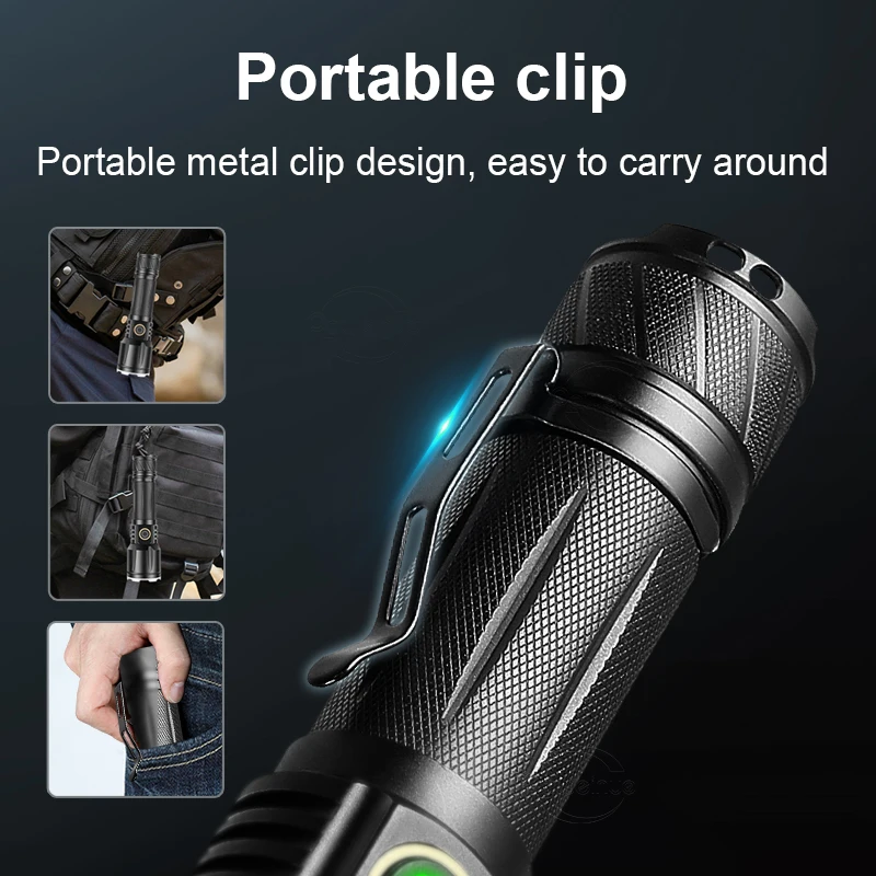 New XHP199 Most Powerful LED Flashlight Torch USB Rechargeable XHP160 Tactical Flash Light 18650 Waterproof Zoomable Hand Lamp