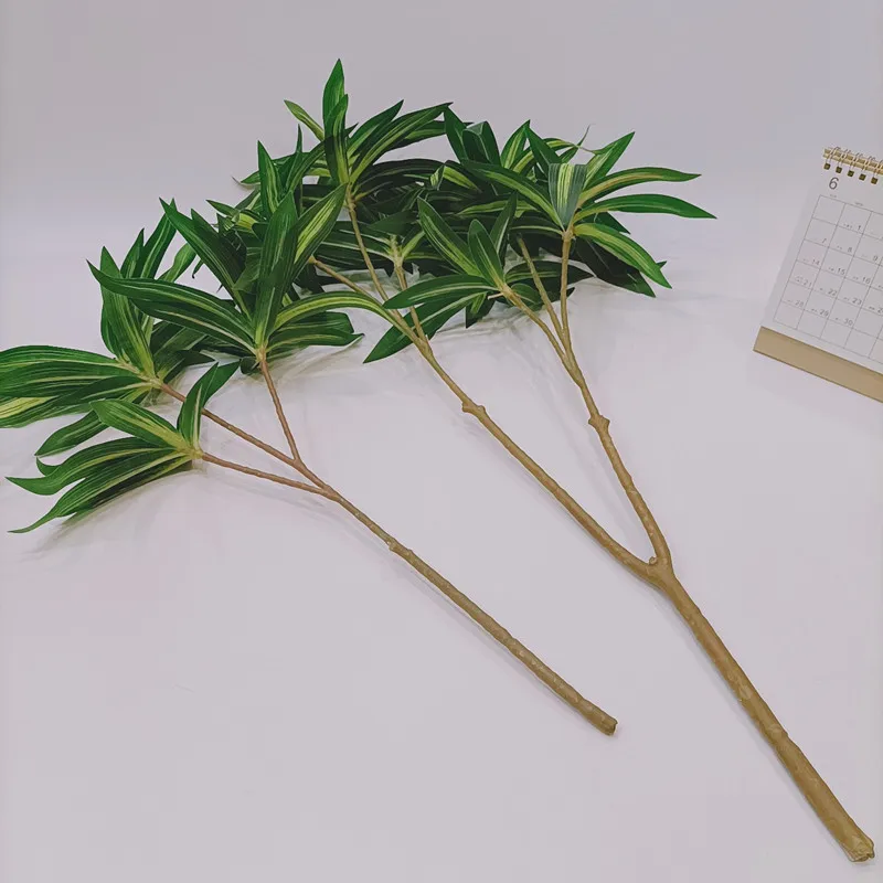 75 سنتيمتر 6 شوكة الزنبق الاصطناعي نباتات الخيزران الاستوائية نادرة وهمية شجرة النخيل فرع سطح المكتب الفن زهرة المواد فندق مكتب ديكور المنزل