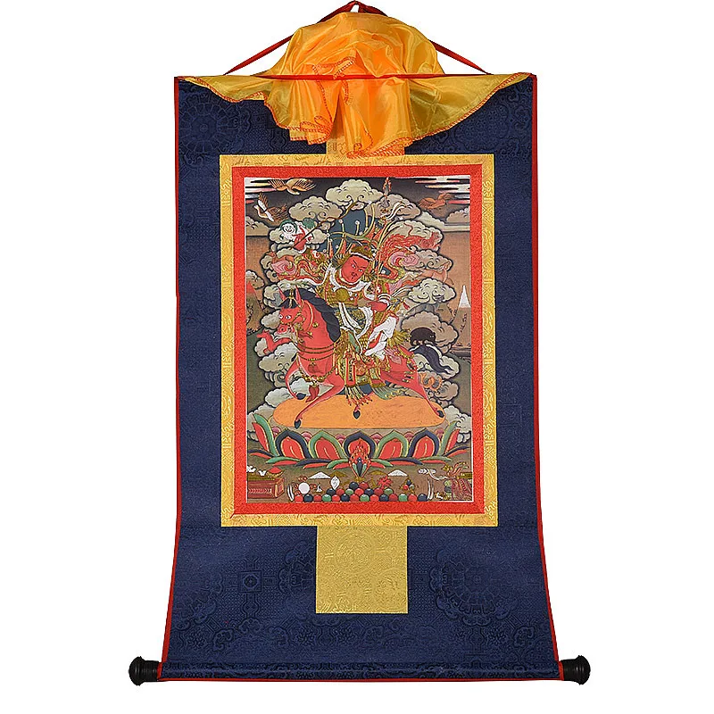 

King Gesar Gold Print Painted Small Dragon Tibetan Decorate Hanging Buddhist Temple/Living Room Thangka