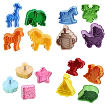 4개 DIY 3D 동물 야채 과일 Plasticine 점액 금형 도구 세트 키트 능력 놀이 반죽 점토 교육 장난감 chidlren 선물