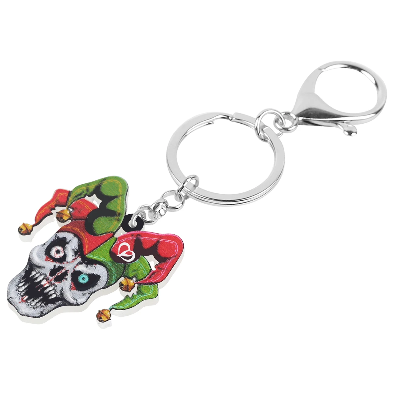WEVENI Halloween Acrylic Horror Skeleton Clown Skull Keychain Fashion Key Chain Ring Jewelry For Women Girls Teens Charms Gifts image 3