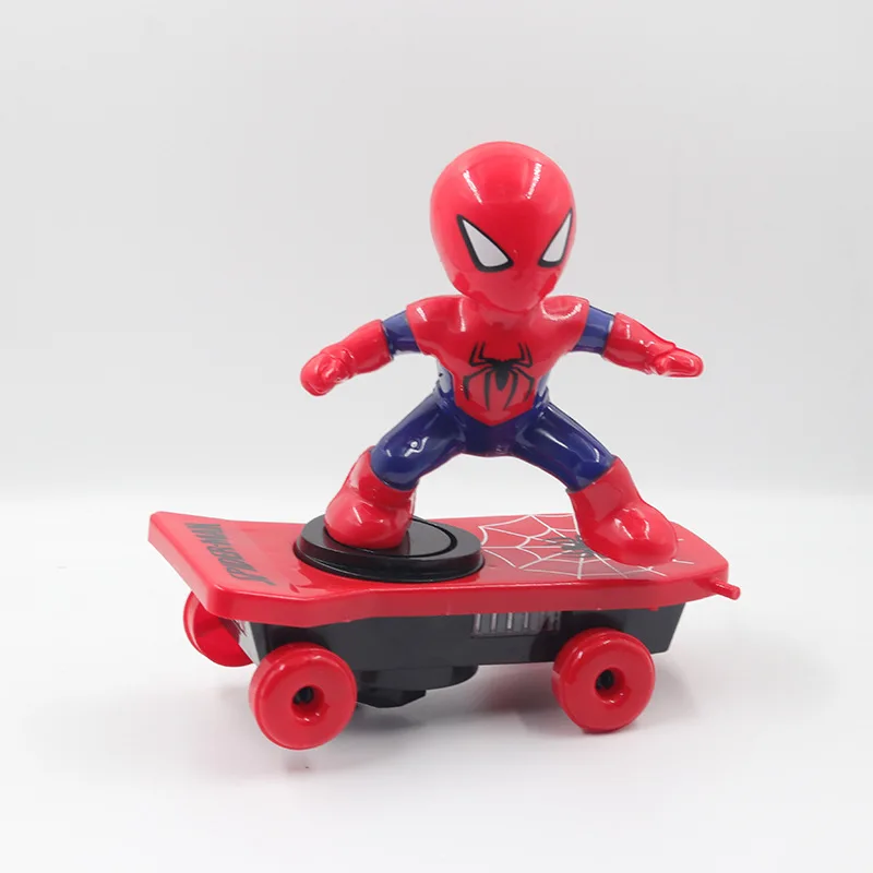 Spiderman Ironman Cool Scooter Trick Spin Tricycle Kids Electric Toys Stand Up Automatically When You Fall Car Toy for Children