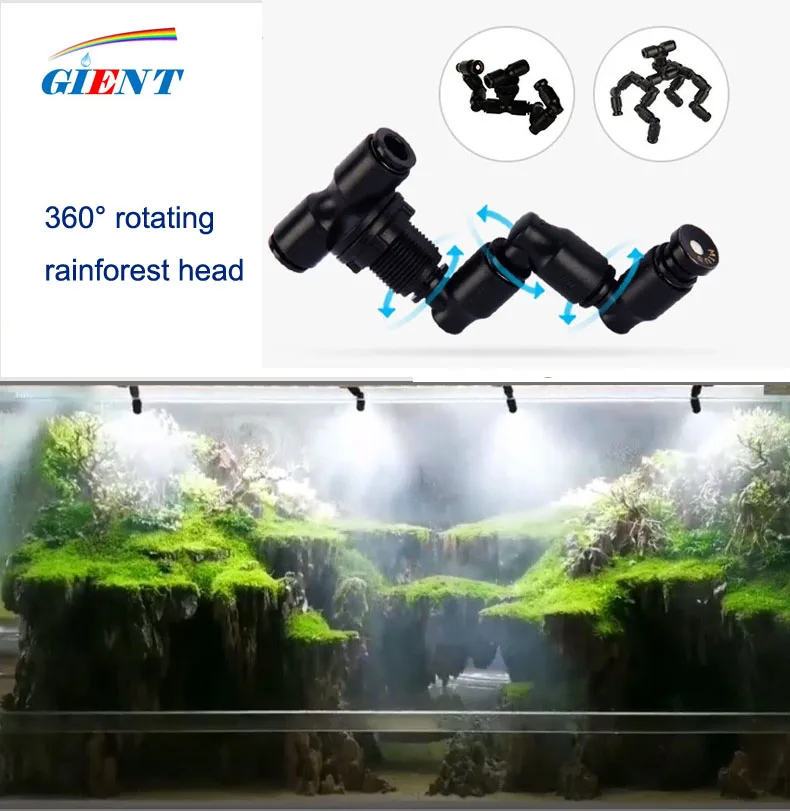 Reptiles Fogger Mist Sprinkler, Rainforest Tank, 360 Adjustable Aquarium, Aquatic Pet Cooling System Accessories, 3 Modes