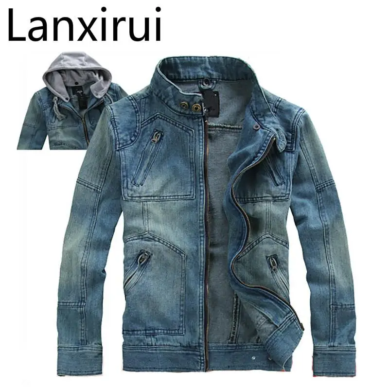 

Fast Shipping New Men 'S Casual Denim Jackets Hooded ,Winter Overcoat ,Outwear ,Winter Jacket ,Men 'S Coat ,Big Size