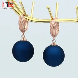 SHENJIANG New Classic Elegant Round Simulated-pearl Dangle Earrings For Women Fashion Luxury Wedding Jewelry