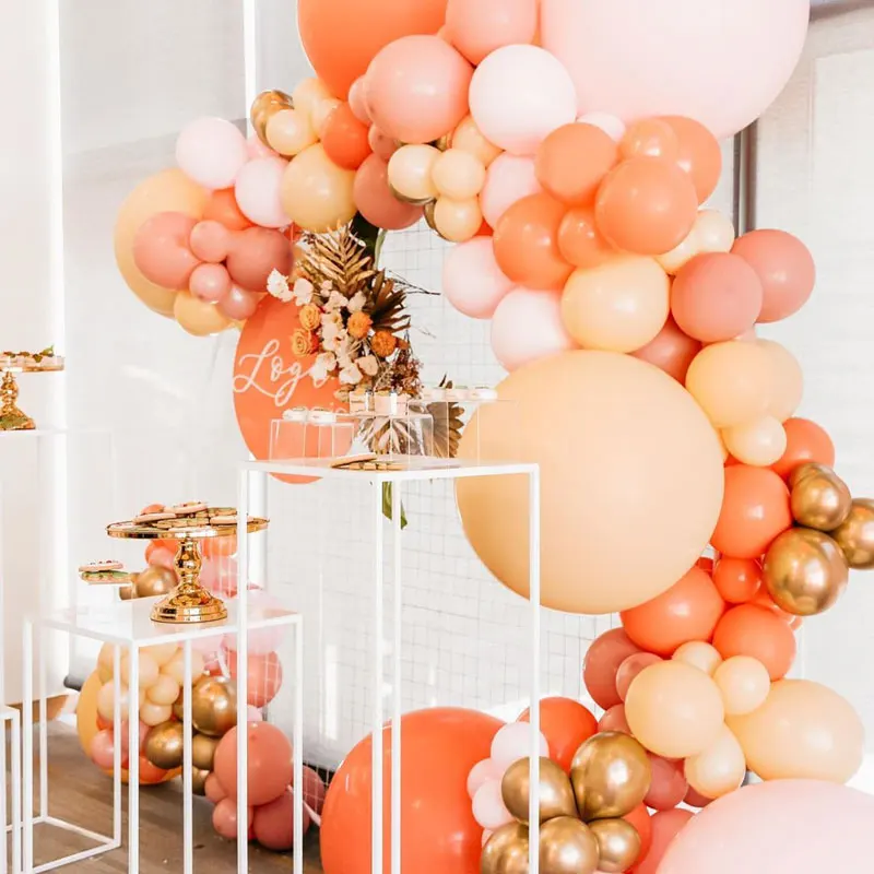 131pcs Balloon Arch Happy Birthday Orange Latex Balloons Garland Kit Wedding Blush Pink Anniversary Wedding Party Decor