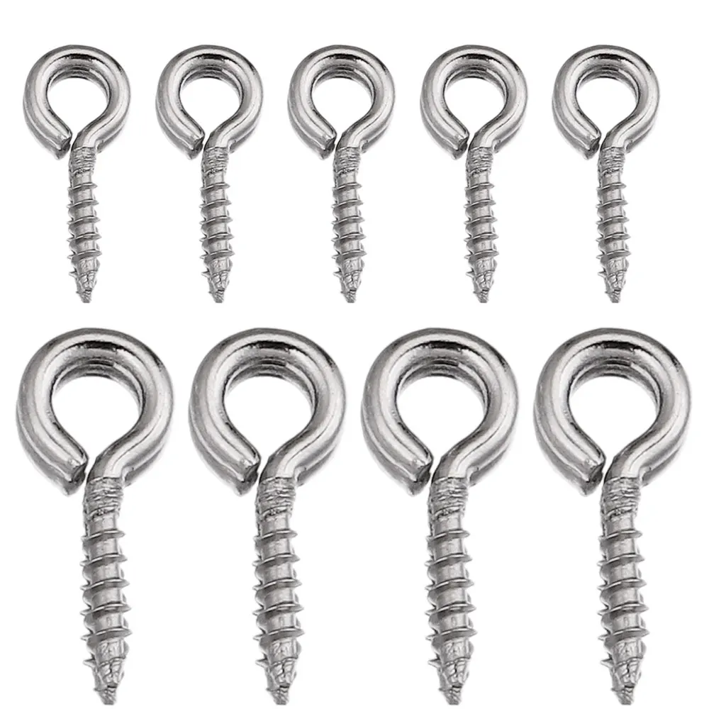 100pcs Lot Stainless Steel Tiny Mini Screw Eye Pins Eyepins Hooks Threaded Eyelets Clasps for Diy Beads Jewelry Making Wholesale