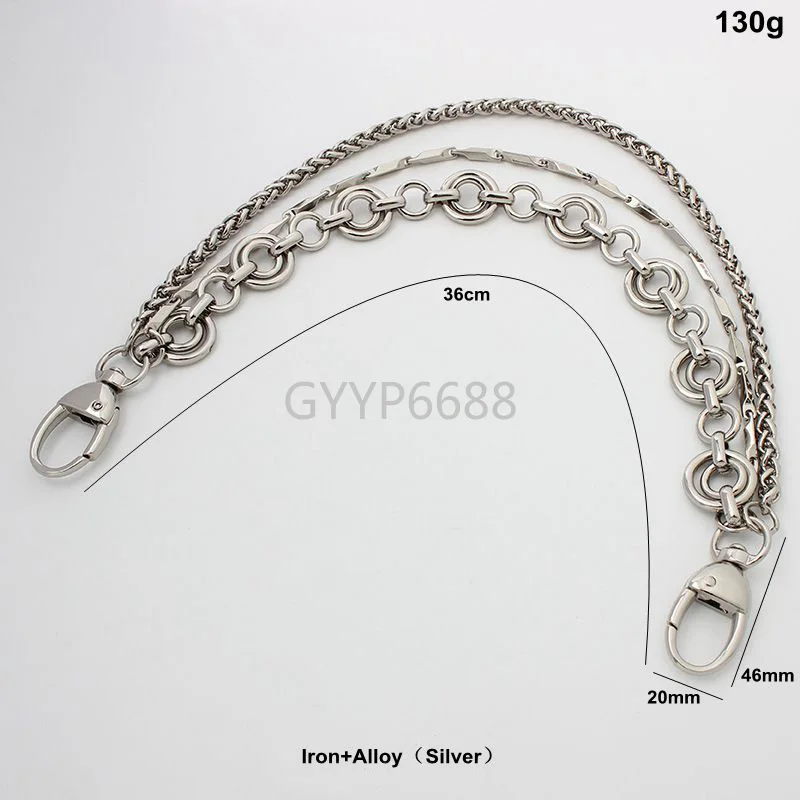 1-5pcs 36cm length silver color Iron and alloy meterial new products bag chains with snap hooks for diy leather bag purse parts