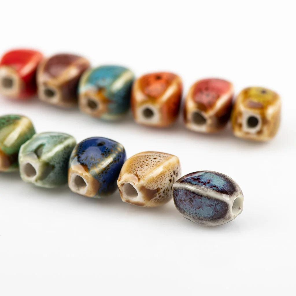 13# 20pcs Special Ceramic DIY Beads Unique Shape Scattered Beads Colorfull glaze bead 13X10mm #A221B