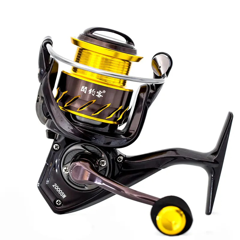 1000s 2000s Spinning Reel 5.2:1 Gear Ratio 9 BB Rock Fishing Coil 12 KG Max Drag Bevel Shallow Cup Trolling Wheel De Pesca