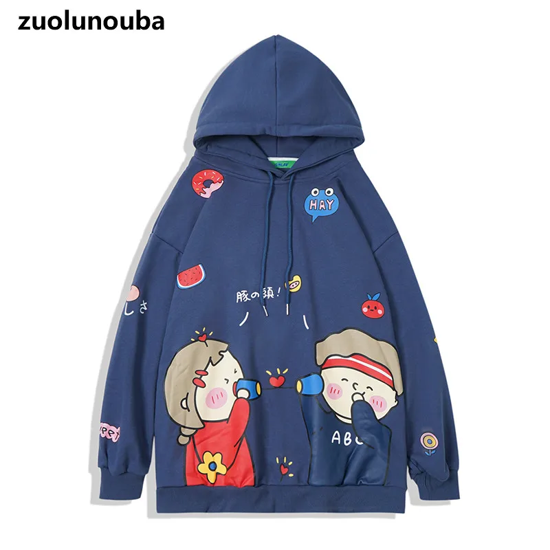 Zuolunouba 2020 Autumn Cartoon Anime Print Men Hoodie Korean Version Of The Trend Couple Pullover Casual Loose Man Sweatshirt