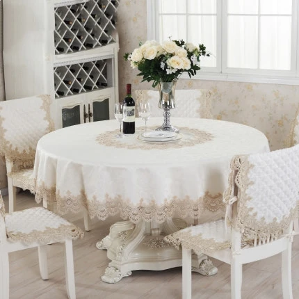 Luxury embroidered tablecloth table dining round table cover table cloth water soluble lace 002 wedding flower home textile