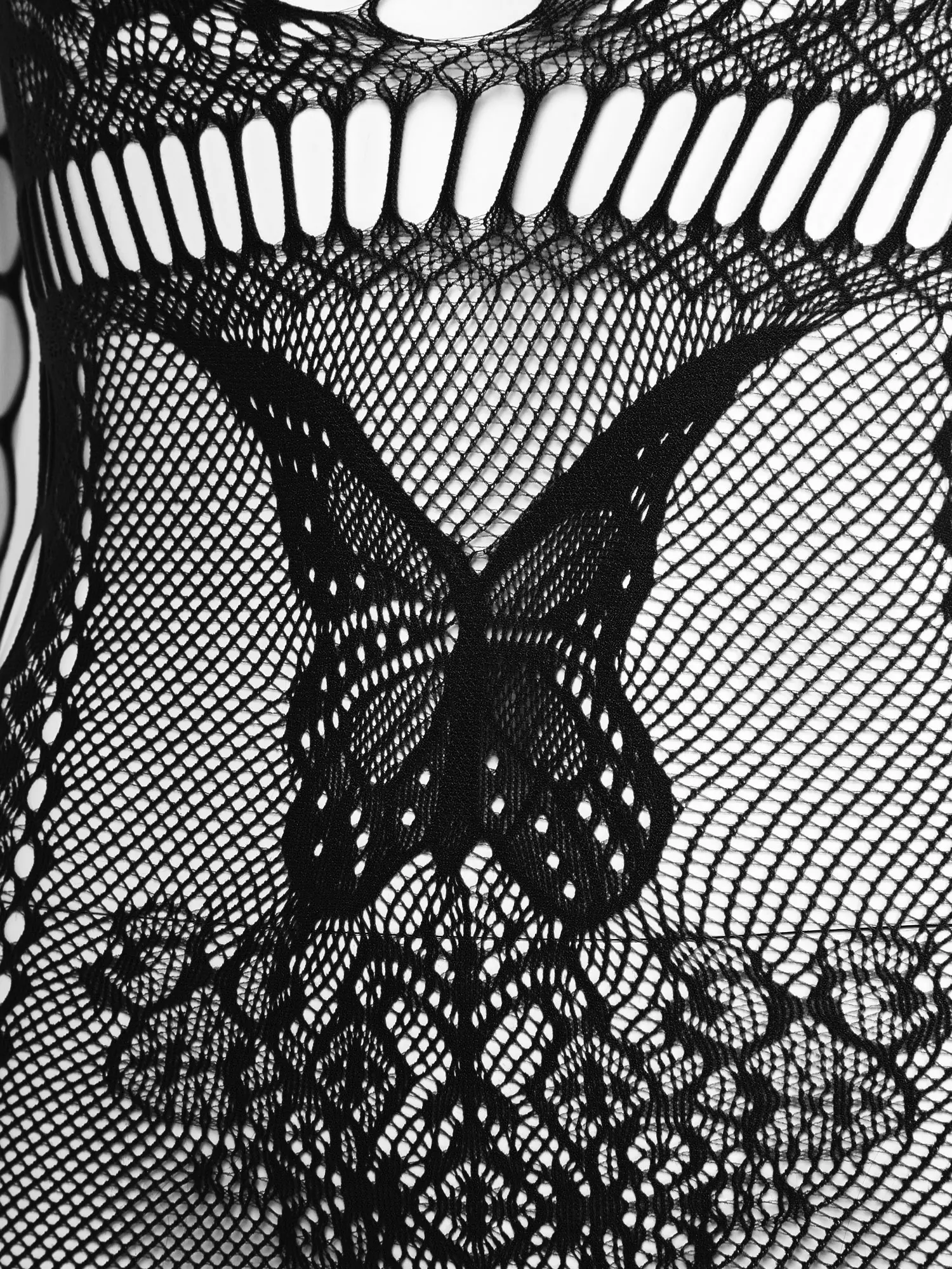 Women Hollow Out Butterfly Bodycon Dress Exotic Lingerie Nightwear Ladies Round Neck See-Through Fishnet Sleeveless Dress image 4