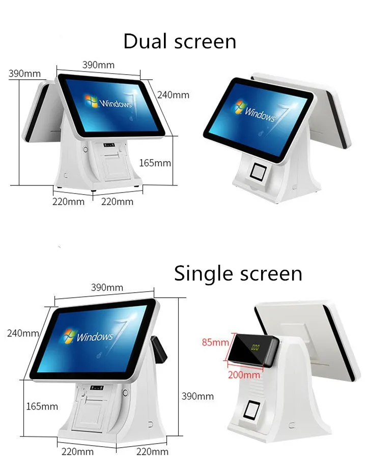 Imagem -03 - Máquina Terminal do Sistema da Posição do Toque 15 Tela do Monitor do Lcd do Painel de Toque com Exposição Pequena do Cliente Incorporado com Impressora de 58 mm