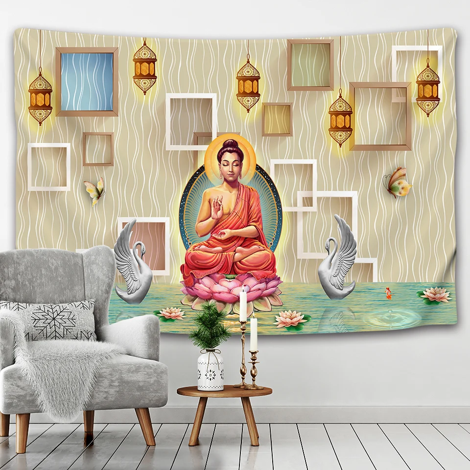 Wall mounted tapestries, religious and cultural tapestries, Buddha hanging cloth, dormitory hippies, psychedelic drugs, landscap