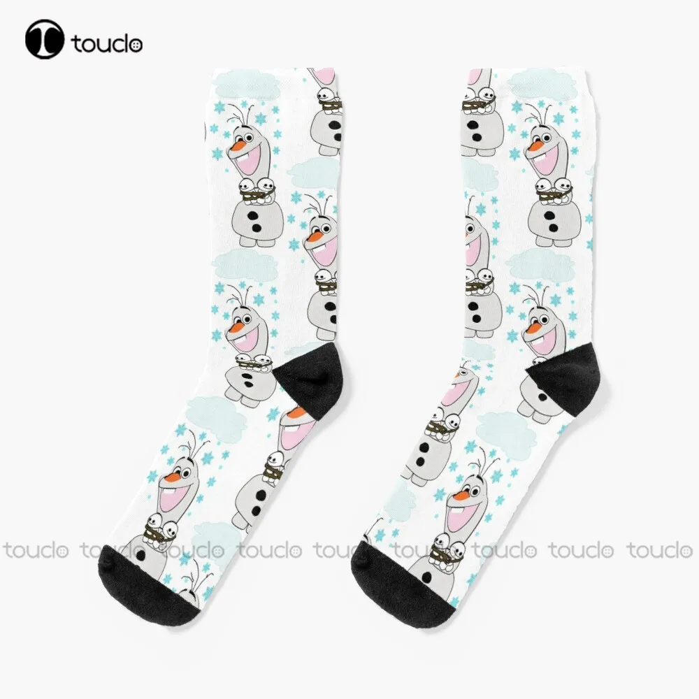 Olaf With Cloud Socks Mens Cotton Socks Christmas Gift Custom Unisex Adult Teen Youth Socks Women Men 360° Digital Print