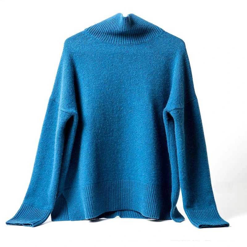 Autumn and winter new turtleneck cashmere sweater women 100% wool knitted sweater long sleeve thick lazy wind sweater loose larg