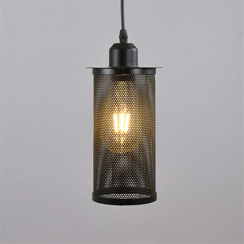 Industrial Pendant Lamp Nordic Art Craft Lighting Black Iron Mesh Hanging Light Bar Cafe Vintage Loft Pendant Light Fixtures