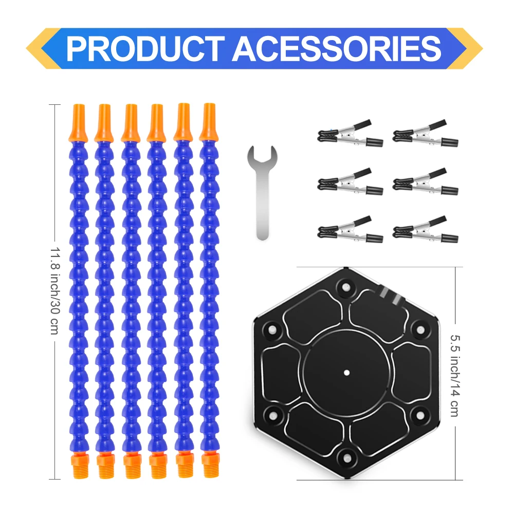Station de soudage avec six bras flexibles, base en métal, outil de soudage, étau d\'aide à la soudure, base en aluminium pour la réparation de