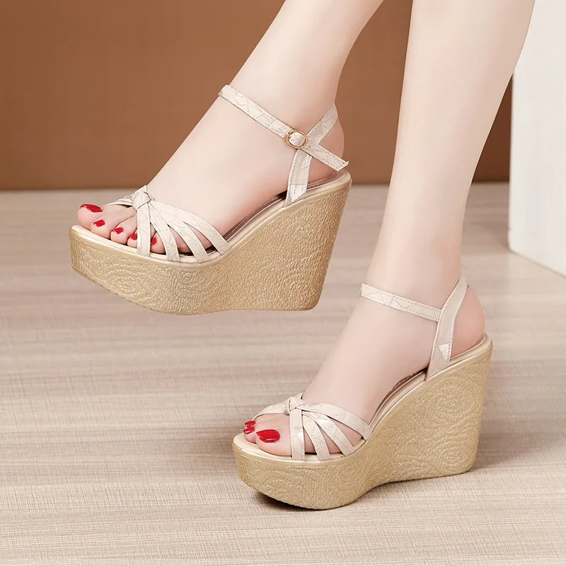 32 35 37 39 41 43 Female Shoes Sandal Summer Elegant Woman Shoes Dress 11CM Wedges Sandal 2022 Women Platform Ladies Beach Shoes