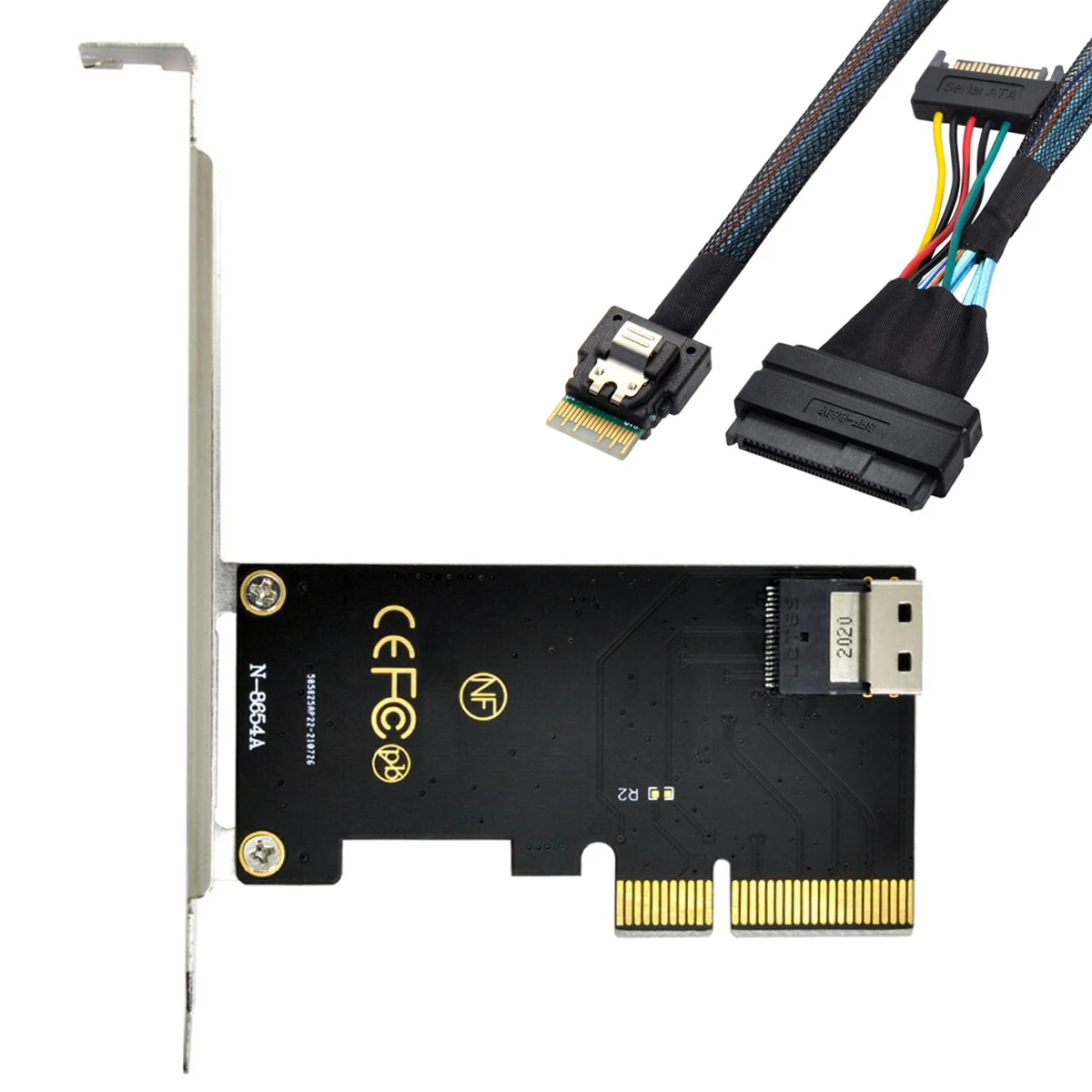 Chenyang PCI-E 3.0 4.0 to SFF-8654 Slimline SAS Card Adapter and U.2 U2 SFF-8639 NVME PCIe SSD Cable for Mainboard SSD