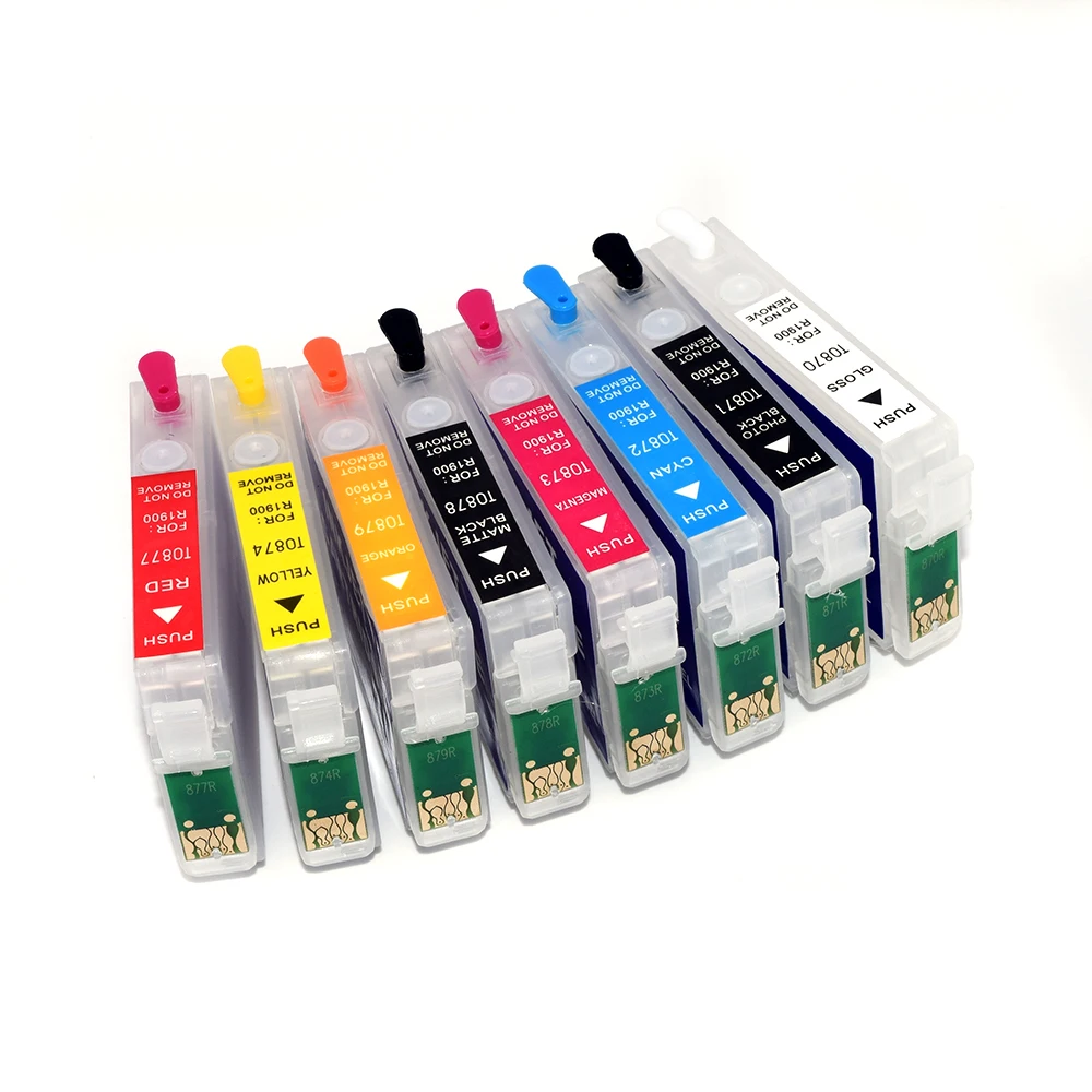

Заполняемый картридж для принтера Epson Photo Stylus R1900 с чипом автосброса, 8 цветов