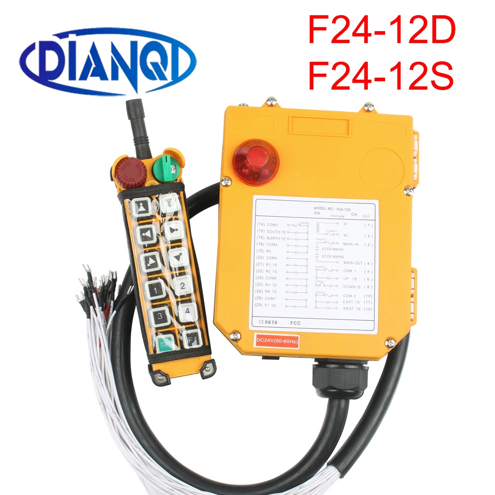 

Dual speed F24-12D crane driving industrial wireless remote control crane Single speed F24-12S 24V 48V 220V 380V with Emergency