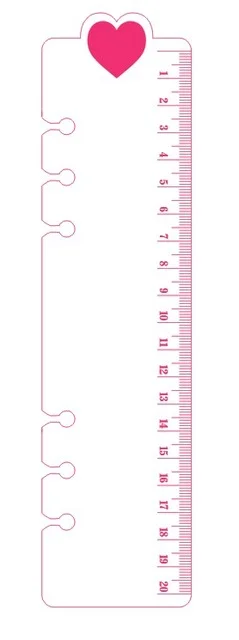 Kawaii A6 A5 Pink Heart PP Ruler, Loose Leaf Spiral A6 Notebook Planner DIY Accessory