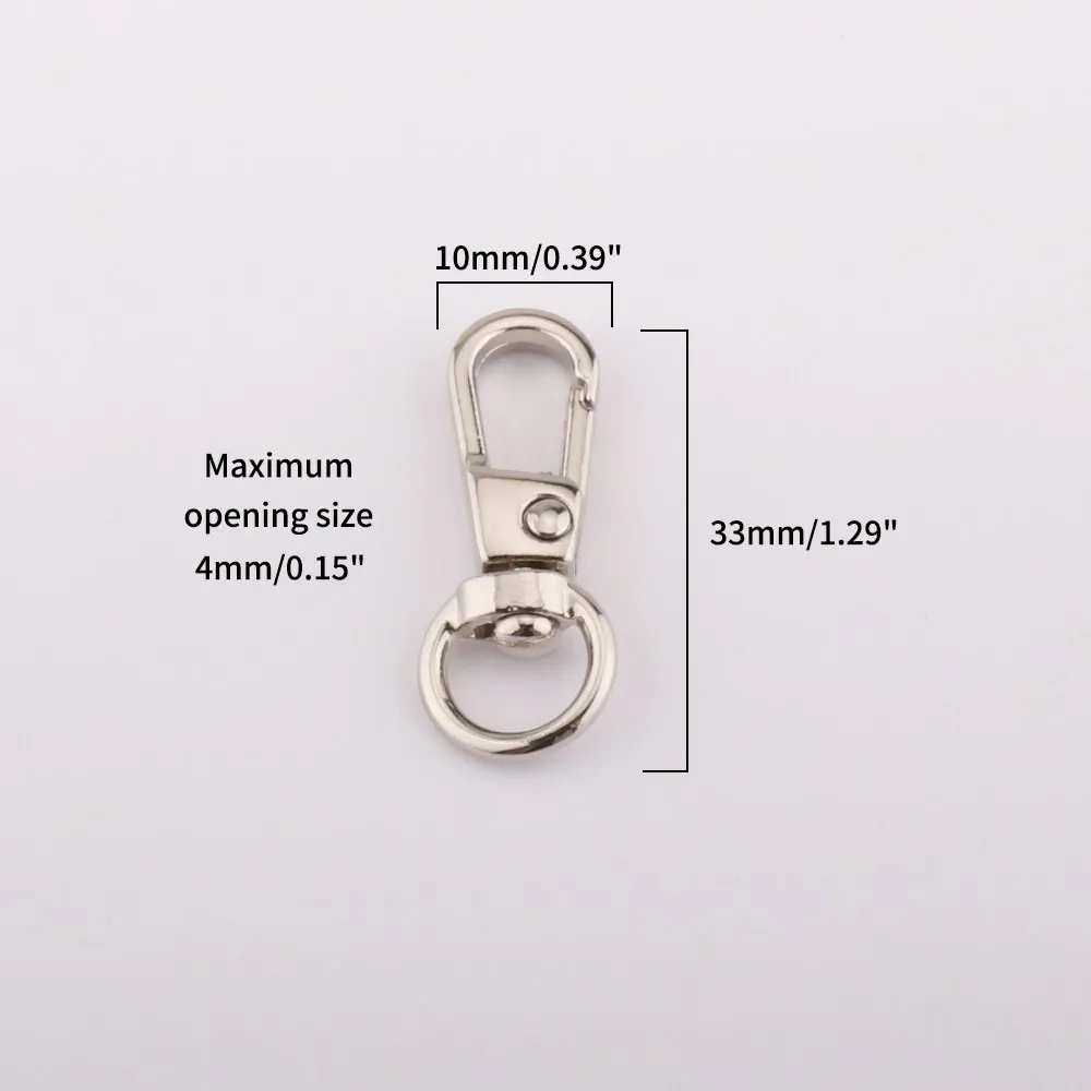 10Pcs Metal Swivel Buckle Dog Buckle Key Ring Key Hook Retainer Ring Millet Buckle I-Buckle DIY Craft Lobster Buckle 8 sizes