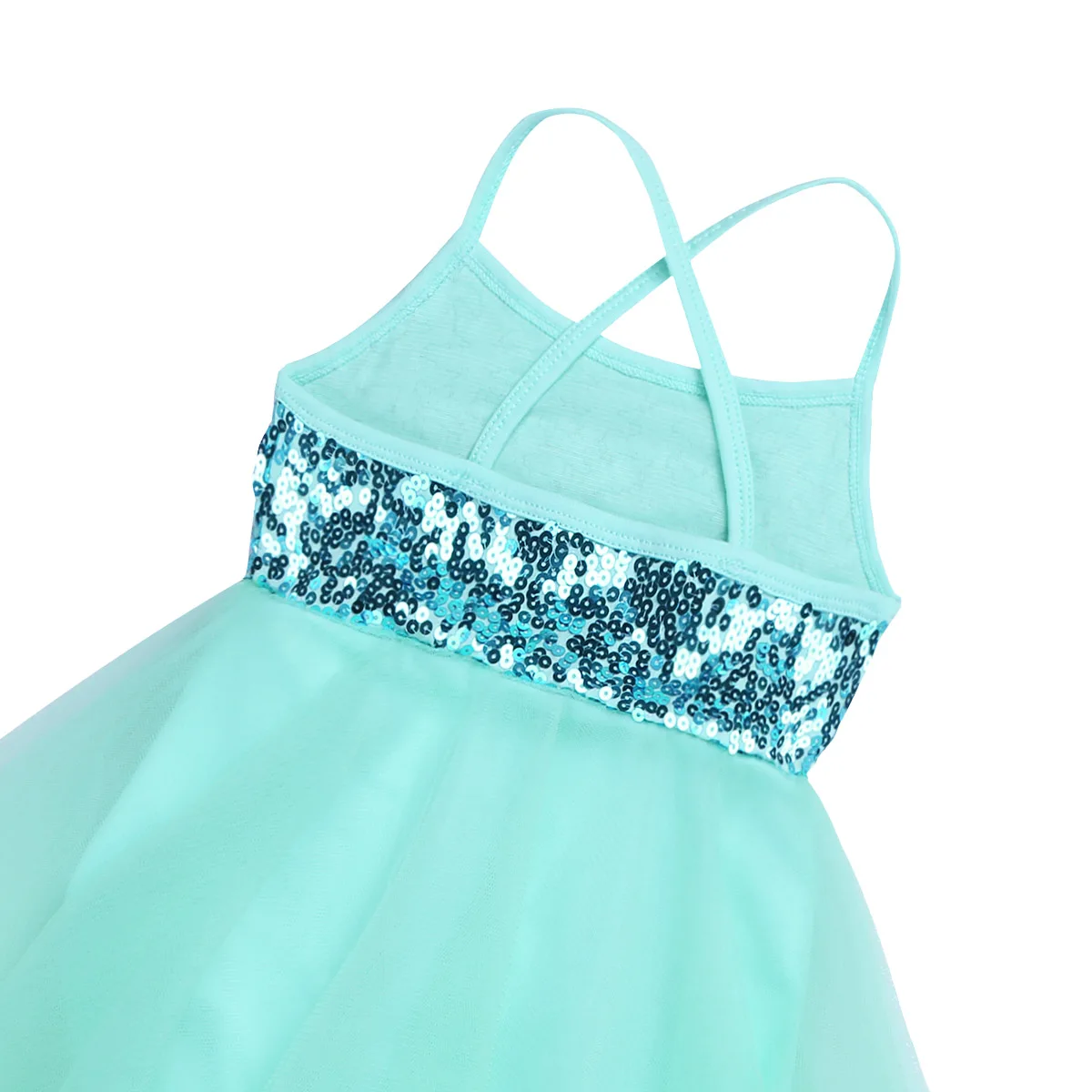 Kids Girls Lyrical Dance Dress Mesh Irregular Hem Ballet Dress Gymnastics Leotards Contemporary Performance Dancewear Costume