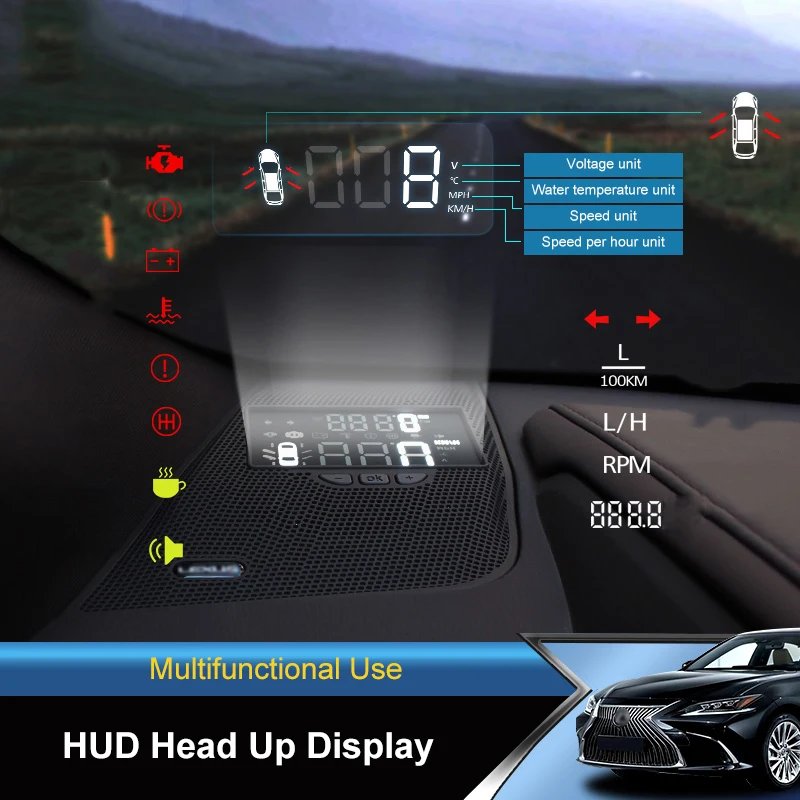 QHCP Car Head Up Display HUD Left Side Safe Drive Hidden Covers Stickers For Lexus ES200 260 250 300H 2018 2019 2020 Cars Tuning