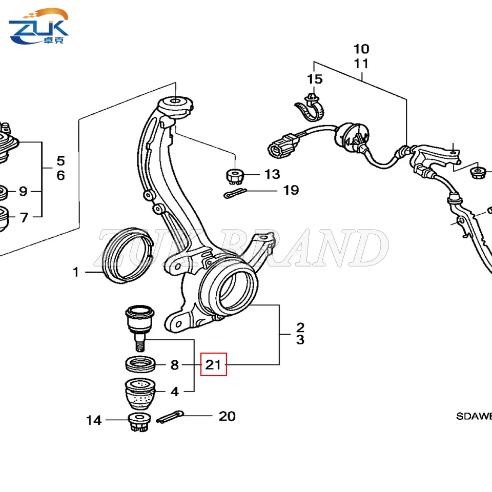 ZUK 1PCS Front Knuckle Lower Ball Joint For HONDA ACCORD 2003-2007 CM4/5/6 ODYSSEY RB1 2005-2008 For ACURA TL OEM:51220-SDA-A02