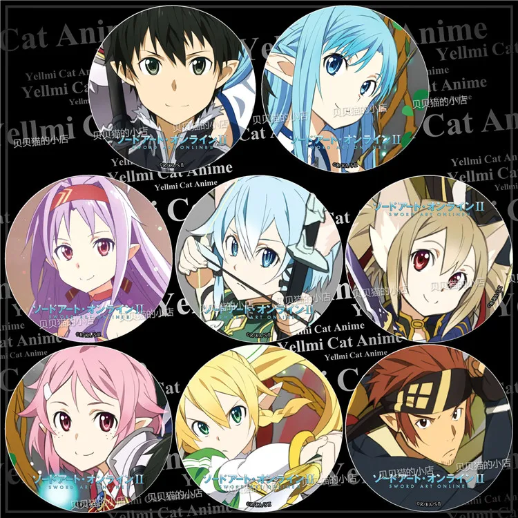 1pc 58mm Sword Art Online SAO Yuuki Asuna Kirigaya Kazuto Bagdes Brooch