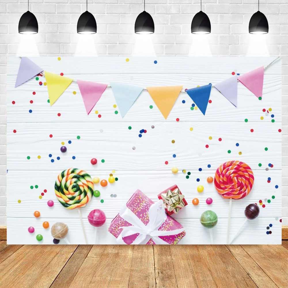 

Yeele Sweet Candy Dessert Pennant Backdrop Photography Baby Shower Birthday Party Background For Photo Studio Vinyl Photocall