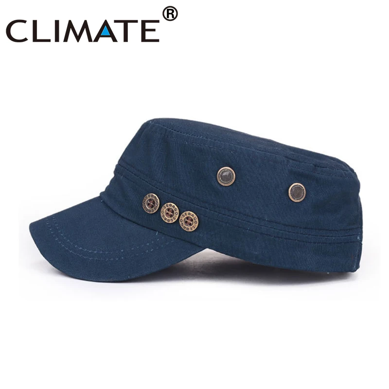 CLIMATE Cool Military Cap Man Men Cotton Solid cool Cap Green Flat Top Caps Hat Men Adjustable Hunting Military Green Caps Hat