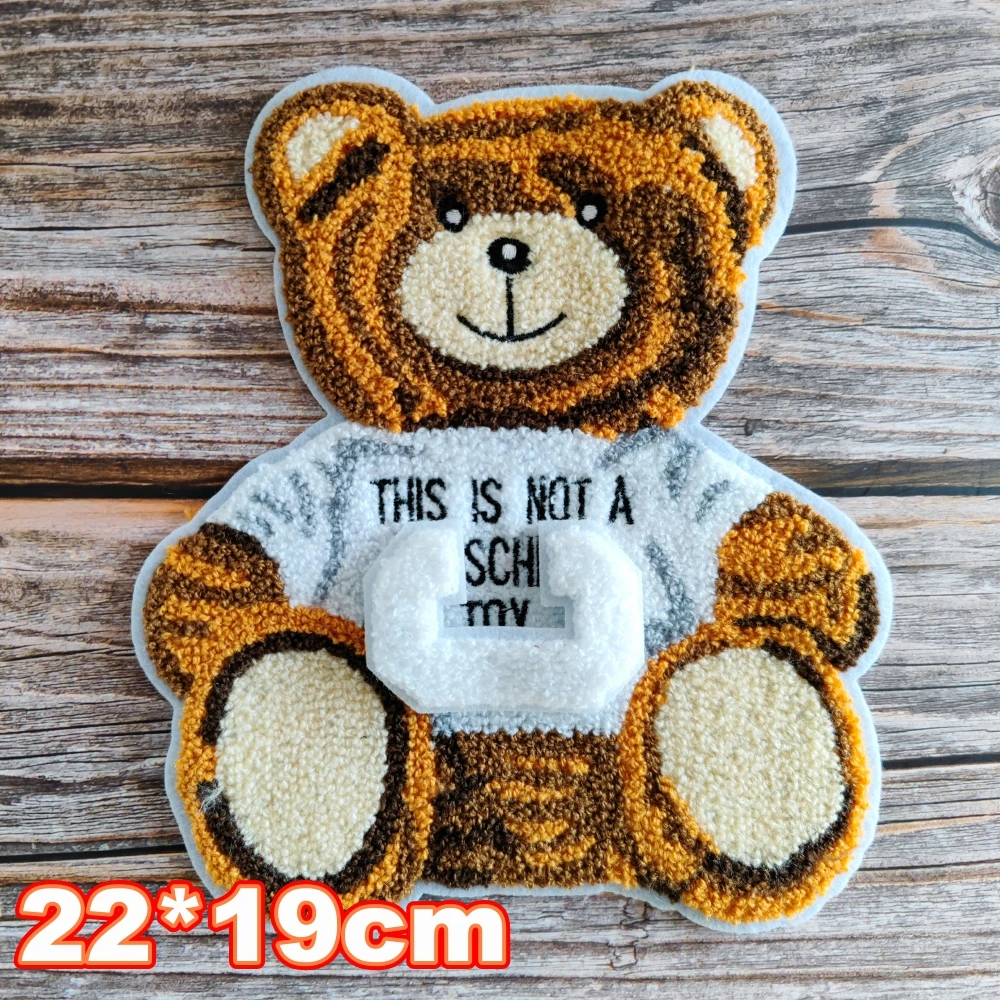 embroidery chenille letter bear patch,embroidered animal cartoon patches for coats bears badges cute girls appliques A211242