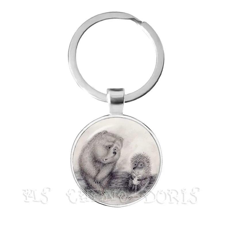 Little Hedgehog In The Fog Key Chains 25mm Glass Dome Keychain Yozhik v tumane Creative Jewelry For Women Men Kids Gift